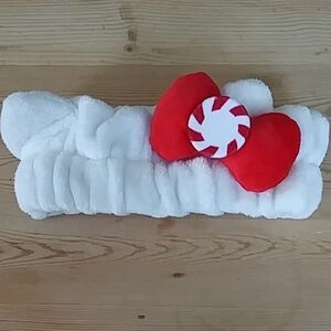 White and Red Headband with Bow